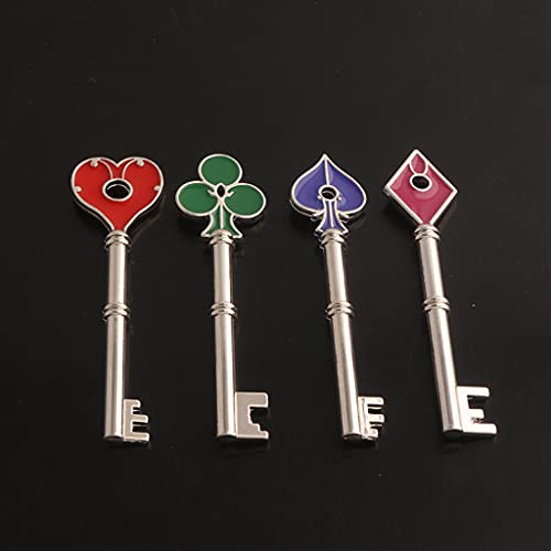 WOWOWO Juego Residents Evils Keychain Set RPD Square Plum Heart Key Policía Jugando a Las Cartas