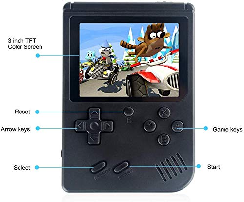 YUDOXN Consola de Juegos Portátil, 400 Juegos FC Clásicos, 3 in Pantalla LCD, 800 mAh Batería Recargable, Consola Mini Retro Soporte para Conectar TV y Dos Jugadores, Regalos de Niños y Adultos
