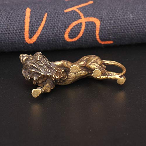 ZGPTX Figuras en Miniatura del Rey León de latón Retro, Adornos de Escritorio, Estatua de Cobre Puro, artesanías de Metal, Decoraciones para el hogar, Llavero, Colgantes