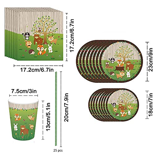 77 Piezas Juego Vajilla Animales, Juego Vajilla Fiesta, Decoración Vajilla Animales, Juego Vajilla Animales Fiesta, para Decoración de Mesa de Fiesta Temática de Cumpleaños para Niños