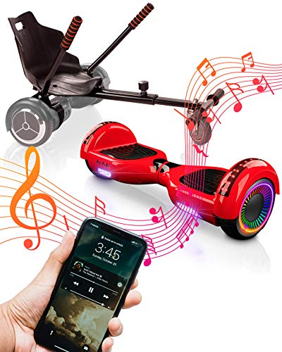 ACBK - Pack HoverKart Negro + Hoverboard Patinete Eléctrico Autoequilibrio con Ruedas de 6.5" (Altavoces Bluetooth + Ruedas Led + Bolsa Transporte) Velocidad máxima: 10-12 km/h (Rojo)
