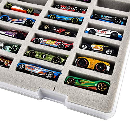 Adam - Funda compatible con Hot Wheels Cars Gift Pack. Organizador de juguetes para coches con capacidad para hasta 27 hotwheels para coches. Soporte de transporte con 4 ranuras (caja solamente)