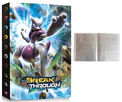 Album Compatible Con Cartas de Pokemon, Album Compatible Con Pokemon Para Cartas, Álbum de Pokemon, Carpeta compatible con Cartas Pokemon, Sostiene hasta 432 tarjetas (3D-Mewtwo)