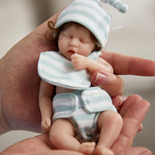 Asotagi Mini muñecas Reborn de 6 pulgadas de silicona suave bebé muñeca miniatura renacer bebés con ropa muñecas realistas