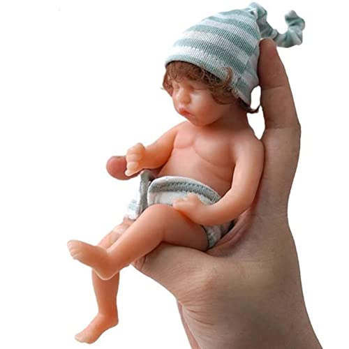 Asotagi Mini muñecas Reborn de 6 pulgadas de silicona suave bebé muñeca miniatura renacer bebés con ropa muñecas realistas