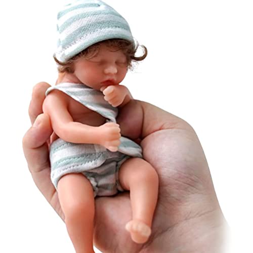 Asotagi Mini muñecas Reborn de 6 pulgadas de silicona suave bebé muñeca miniatura renacer bebés con ropa muñecas realistas