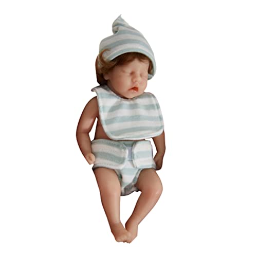 Asotagi Mini muñecas Reborn de 6 pulgadas de silicona suave bebé muñeca miniatura renacer bebés con ropa muñecas realistas