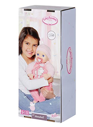 Baby Annabell Muñeca 43 cm - Muñeca Realista con Funciones Realistas, Suave al Tacto, Come, Duerme y Llora, Incluye Accesorios, Edad 3+, De Colores, Versión Online