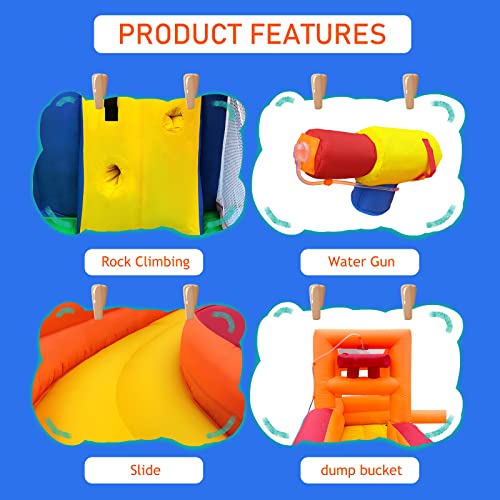 Ballsea Castillo Hinchable Grande con Ventilador, tobogán seco y de Agua, Adecuado para niños de 3 a 10 años, Castillo Children's Bouncy para Uso Interior o Exterior, 320 x 280 x 232 cm
