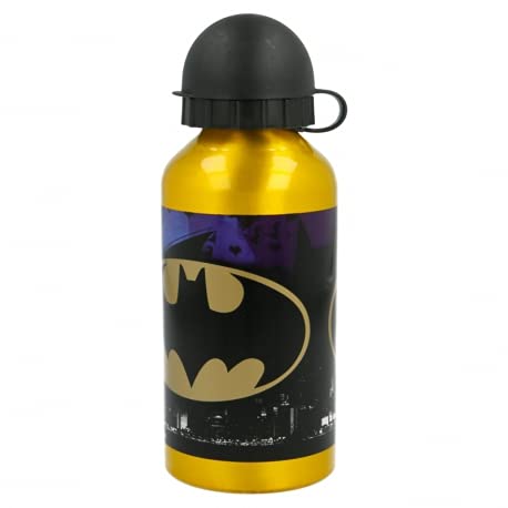 Batman - Botella de aluminio para niños, 400 ml, con boquilla retráctil