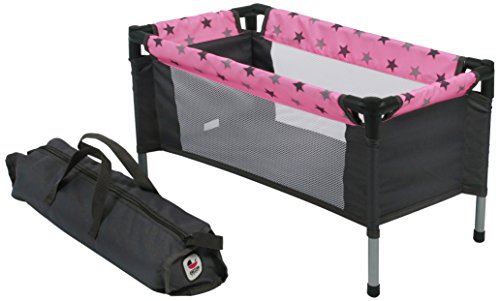 Bayer Chic 2000 652 83 Cuna de Viaje, Cama para muñecas de hasta 50 cm, Estrellas Gris