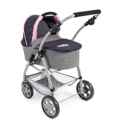 Bayer Chic 2000-Cochecito para muñecas Emotion 2 en 1, Color Gris, Rosa, Azul Marino (638-26)