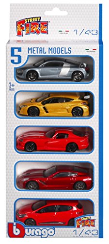 Bburago - 1/43 Street Fire Set, 5 unidades (18-30005), colores surtidos