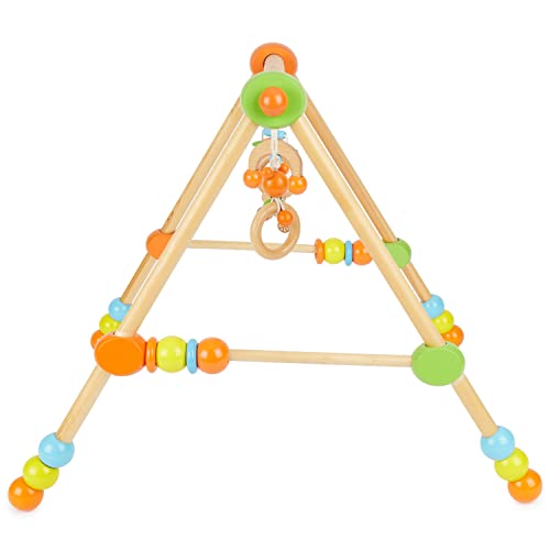Bieco 4002315 - Gimnasio de madera para bebés (altura regulable), color verde