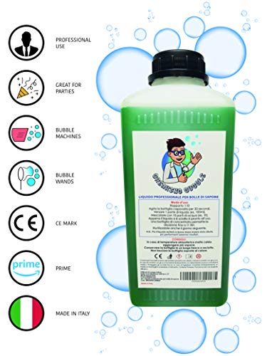 Breaking Bubble 11 litros de jabon para hacer pompas, Megaburbujas. 1 litro de concentrado hace 11 litros de solucion profesional. Ideal por Burbujas gigantes. Producto certificado