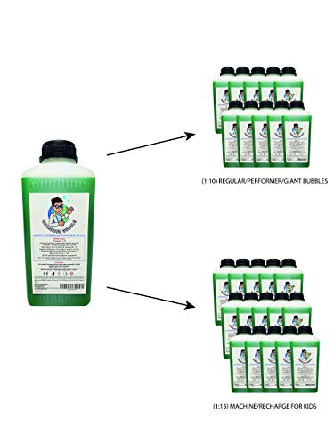 Breaking Bubble 11 litros de jabon para hacer pompas, Megaburbujas. 1 litro de concentrado hace 11 litros de solucion profesional. Ideal por Burbujas gigantes. Producto certificado