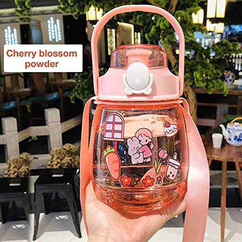 Cantimplora para niños de 1500 ml para dibujos animados con pajita, taza portátil de gran capacidad, botella para bebidas para niños con boquilla abatible para niños en la escuela