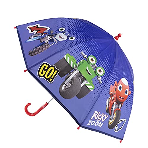 CERDÁ LIFE'S LITTLE MOMENTS- Paraguas Manual Infantil de Ricky Zoom - Licencia Oficial Disney, Color Azul Oscuro (2400000610)