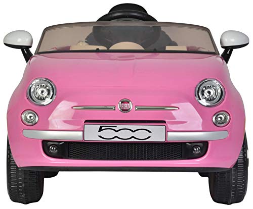 Coche Eléctrico Fiat 500CC con Control Remoto 12 Voltios Rosa