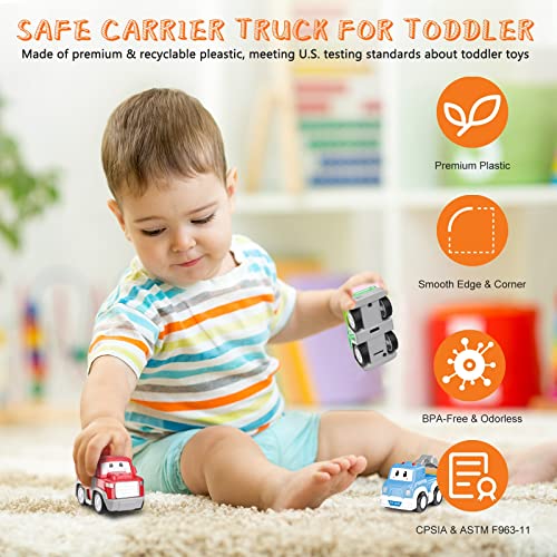 Coches de Juguetes para Niños ,Camion de Transporte con 7 Mini Coche inercia Funcion Luce y Sonido Regalo Juguete para Niño 3 4 5 6 7 8añosguetes para Niños Camion