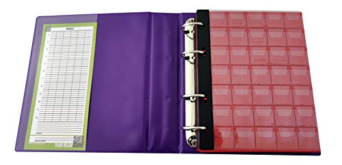 COLLECTOR Álbum de colección de monedas con funda para 221 tamaños diferentes de monedas, desde monedas grandes a pequeñas, con páginas y separadores rojos, con índice, color morado pastel