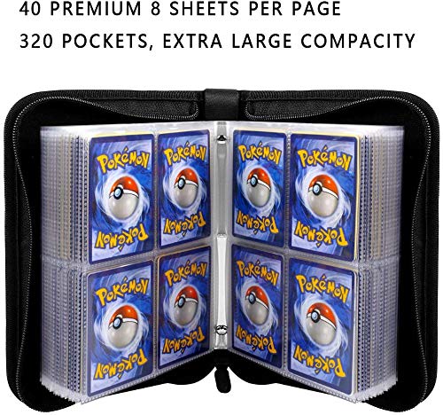 COMECASE Carpeta de cartas de trading para álbumes, fundas para tarjetas Pokemon, gatitos explosivos, juego de cartas Uno con 40 hojas de 8 bolsillos premium