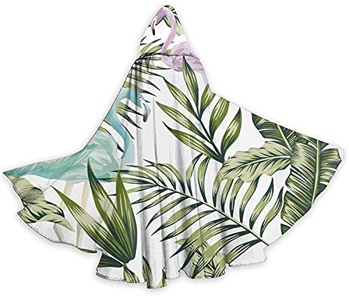 Con Capucha Cabo Verde Selva Palma Plátano Hojas Azul Púrpura Flamingo Tropical Birds con Capucha C