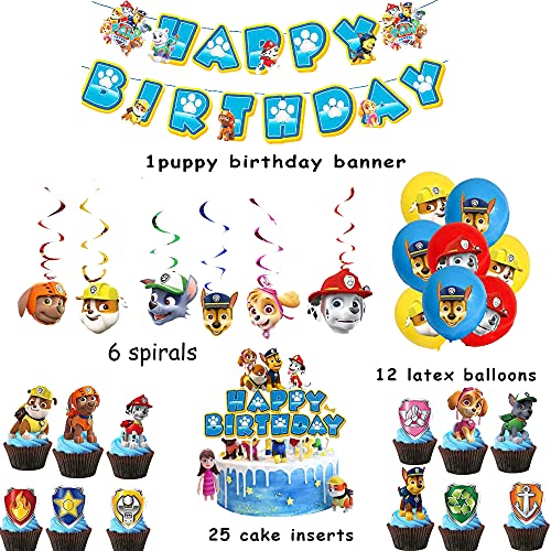 Cumpleaños de Paw Dog Patrol Globos de Paw Dog Patrol Cumpleaños Paw Dog Patrol Pancarta Paw Dog Patrol Tarta Decoracion Patrulla Canina Remolinos Colgantes Decoración
