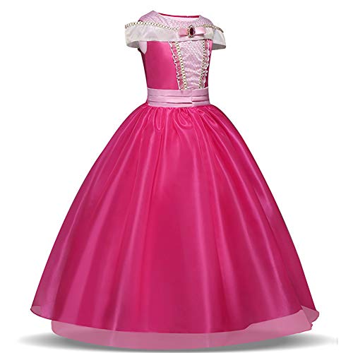 Disfraz de princesa de las niñas Cosplay de la bella durmiente (rosa, 3-10 años)(110cm)
