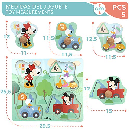 Disney - Puzzle infantil niños 1 año Puzzle infantil 5 Piezas grandes Juguetes educativos Motricidad fina Puzzles niños Puzzle niñas Juguete bebé Juguetes madera 1 año Disney