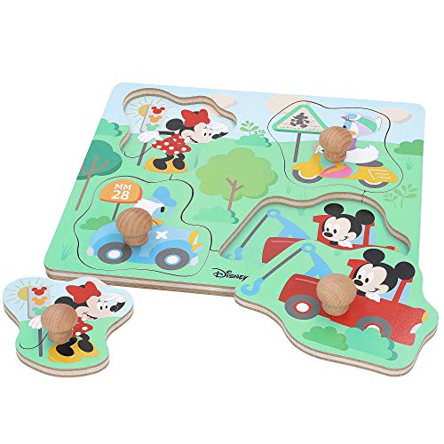 Disney - Puzzle infantil niños 1 año Puzzle infantil 5 Piezas grandes Juguetes educativos Motricidad fina Puzzles niños Puzzle niñas Juguete bebé Juguetes madera 1 año Disney