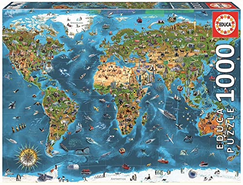 Educa Maravillas del Mundo. Puzzle de 1000 Piezas. Ref. 19022, Multicolor