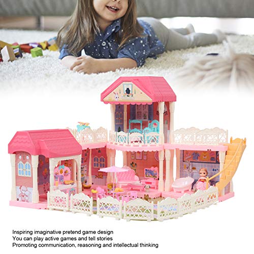 Ejoyous Casa de Muñecas para Niños, Casa de Muñecas de 2 Pisos, Juguetes Infantiles con Muebles y Complementos, 5 Salas Abiertas para Cuartos Infantiles y dormitorios para Niñas y Niños
