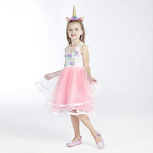 Foierp Disfraz Unicornio Niña, Vestidos Unicornio Niña, juego de rol / fiesta de Halloween, edad 2 - 10