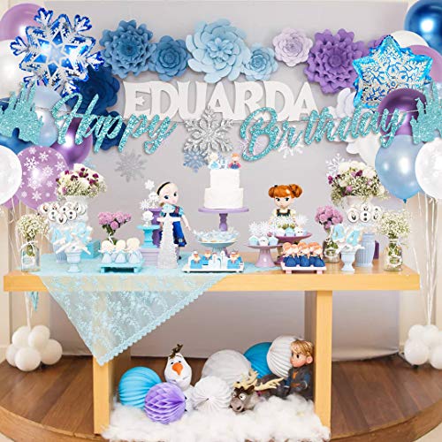 Frozen 4th Birthday Party Supplies Decoraciones para el cuarto cumpleaños de niñas Frozen Snowflake Balloon Garland Arch Kit Ice Princess Party Azul Blanco Morado