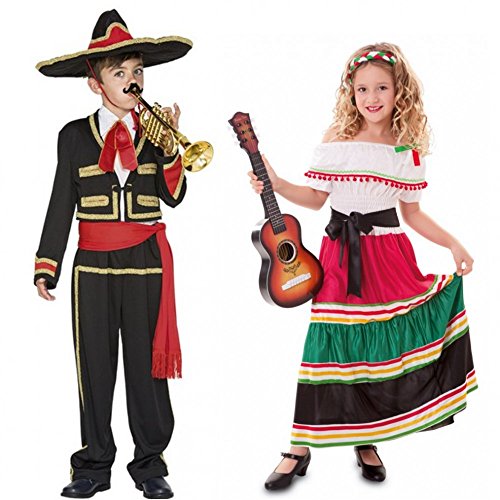 Fyasa Disfraz de niña mexicana para niñas de 10 a 12 años, multicolor, M 706476-T03