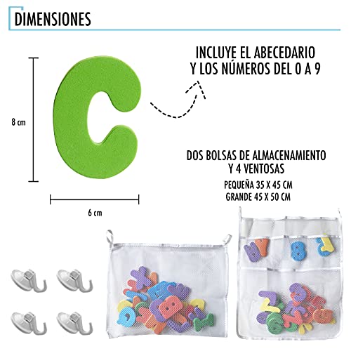 Genérico Juguetes para El Baño con Números y Letras De Forma Educativa | Números y Letras Infantiles de Baño Bebe | 36 Piezas De Goma Eva con Bolsa de Almacenamiento para Aprender y Disfrutar