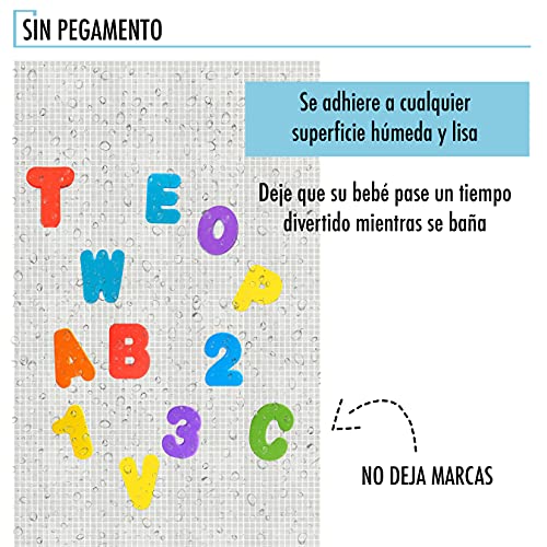 Genérico Juguetes para El Baño con Números y Letras De Forma Educativa | Números y Letras Infantiles de Baño Bebe | 36 Piezas De Goma Eva con Bolsa de Almacenamiento para Aprender y Disfrutar