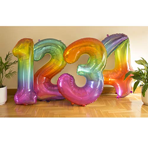 Globo Gigante Multicolor Numero de Cumpleãnos 1 I 101 CM Globo Años I Globo Numero 1 I Decoracion Fiesta Cumpleaños Niños I Globos Numeros Gigantes para Fiestas I Hinchar con helio o aire (Numero 1)