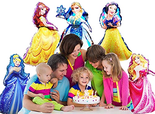Globos de papel de aluminio Princess para decoración de fiestas temáticas, cumpleaños, fiestas, 5 unidades