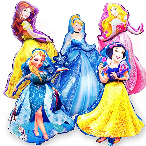 Globos de papel de aluminio Princess para decoración de fiestas temáticas, cumpleaños, fiestas, 5 unidades