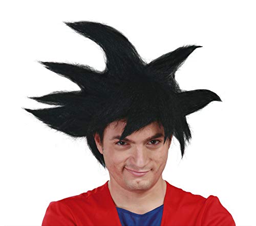 Guirca- Peluca Guerrero Punky en Caja, Color Negro, Talla única (4823.0)