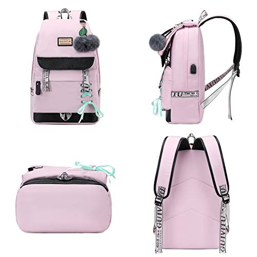 GUIVITU Mochila Escolar Niñas Escolares Bolsa Niños Juveniles Colegio Portatil Grandes Estudiantes Espaciosa Casual Daypack Backpack Adolescentes Viaje Universitaria Estuche 2 piezas