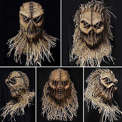 Halloween Mascaras,Funda de Cabeza de Espantapájaros de con Guantes Sombrero Máscara de Terror Máscara de Cabeza Halloween Carnaval Traje Máscara Navidad Fiesta Decoraciones Adulto Accesorio Del Traje