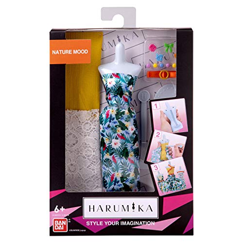 Harumika Diseño de Moda para niños: CREA Tus Propios Looks de Pasarela con Este Kit Creativo, Juego de Torso Individual, Estilo Nature Mood. Incluye maniquí Reutilizable, Tela y Accesorios.
