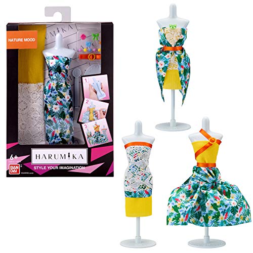 Harumika Diseño de Moda para niños: CREA Tus Propios Looks de Pasarela con Este Kit Creativo, Juego de Torso Individual, Estilo Nature Mood. Incluye maniquí Reutilizable, Tela y Accesorios.