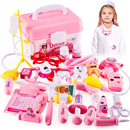HERSITY Maletin Medicos Enfermera Disfraz Juguete Doctora Juegos de Imitacion Regalos para Niñas Niños 3 4 5 6 Años