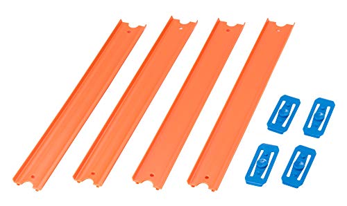 Hot Wheels Track Builder, Pack de 4 pistas rectas, accesorios para pistas de coches (Mattel CCX79)
