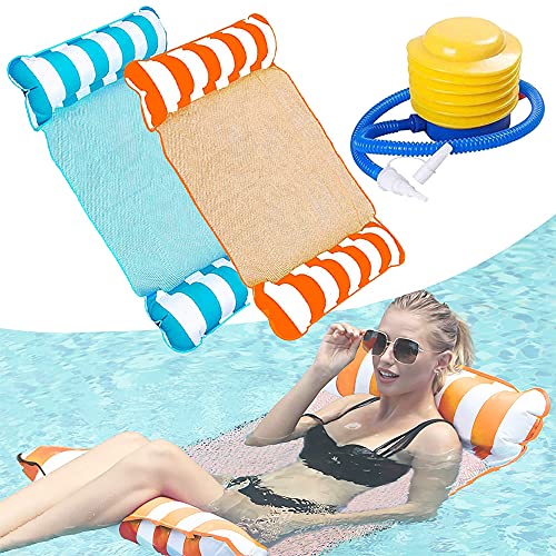 HUOHUOHUO Silla Inflable de Flotación,Hamaca Flotante para Piscina Grande,Hamaca de Agua Plegable,Tumbona Flotante para Piscina,Inflable Cama Flotante Silla,Tumbona para Agua