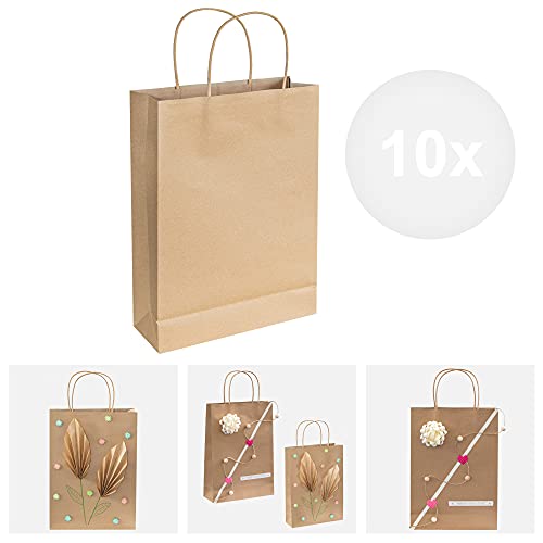 Idena 90052-Bolsas de Papel para Manualidades, para Decorar y Regalar, Unidades, Color marrón, 10 papiertüten (90052)
